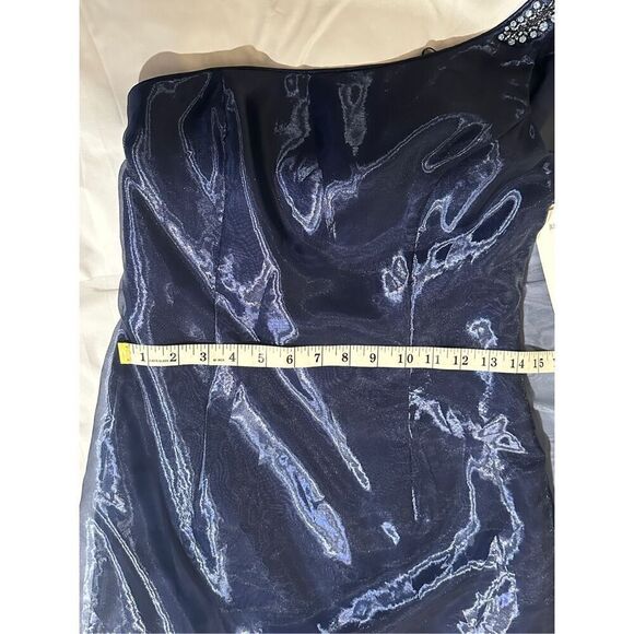 Scott McClintock navy evening gown one shoulder organza dress 6 dead stock vinta - Picture 7 of 15